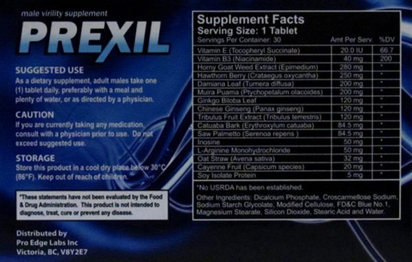 complete prexil ingredients label